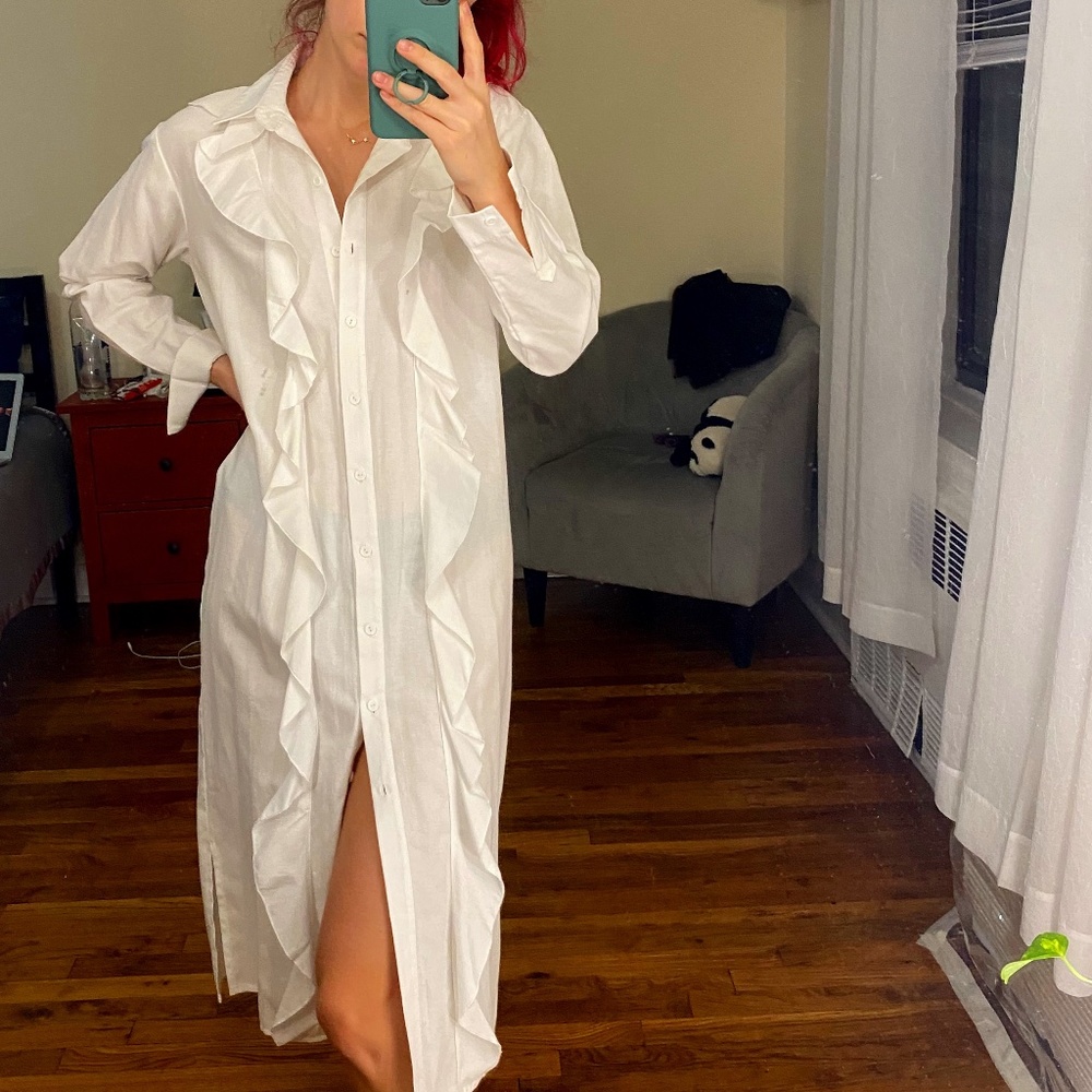 Button up cotton midi dress